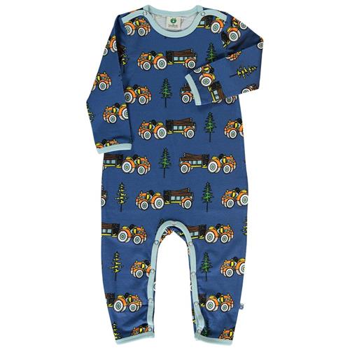 Se Småfolk Baby bodysuit with tractors  Federal blue | Blå | 62 cm ved Babyshop