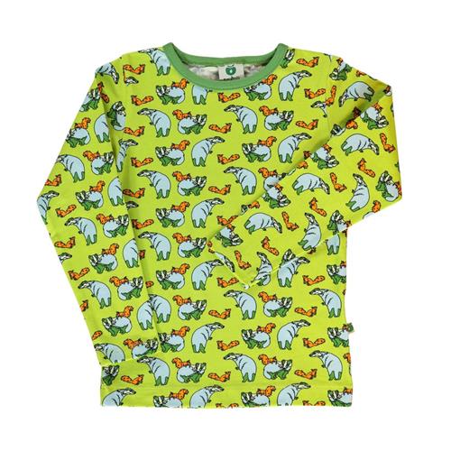 Se Småfolk Long-sleeved top with badger and squirrel  Pear Green | Grønn | 5-6 years ved Babyshop