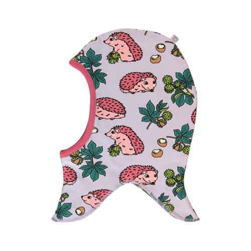 Småfolk Reversible balaclava with hedgehogs and Fall leaves  Orchid Petal | Lilla | 50/52 cm