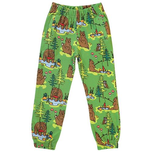 Se Småfolk Sweatpants with bears  Moss Green | Grønn | 7-8 years ved Babyshop