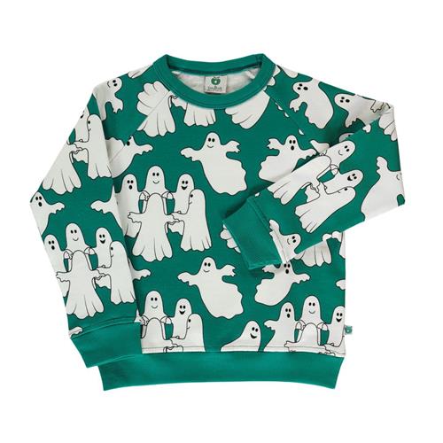 Se Småfolk Sweatshirt with ghosts  Petroleum Green | Grønn | 4-5 years ved Babyshop