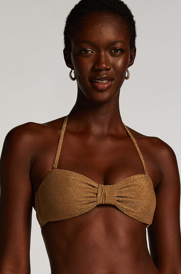 Se Hunkemöller Bandeau bikinitop Goldie Shimmer gul ved Hunkemøller