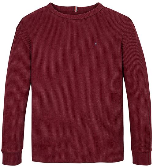 Tommy Hilfiger Bluse - Flag Mini Waffle - Deep Rouge