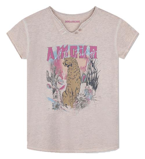 Se Zadig & Voltaire T-shirt - Apricot m. Print ved KidsWorld