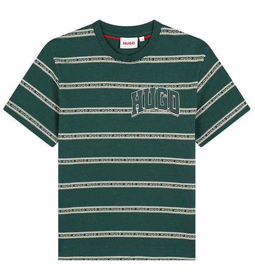 HUGO HUGO T-shirt - Green Stone/Beigestribet