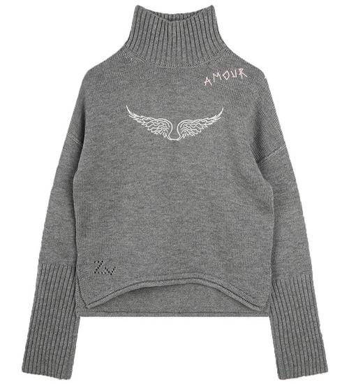 Se Zadig & Voltaire Zadig & Voltaire Bluse - Uld/Polyamid -GrÃ¥meleret m. Amour ved KidsWorld