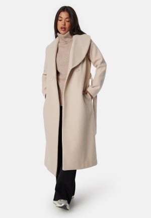 BUBBLEROOM Shawl Collar Coat Sand L