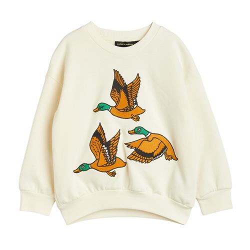 Se Mini Rodini GOTS Ducks Broderet Sweatshirt Off White |  | 104/110 cm ved Babyshop