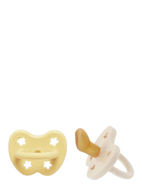 Se HEVEA Two-Pack Orthodontic Pacifier 3-36 Months HEVEA Yellow ved Booztlet