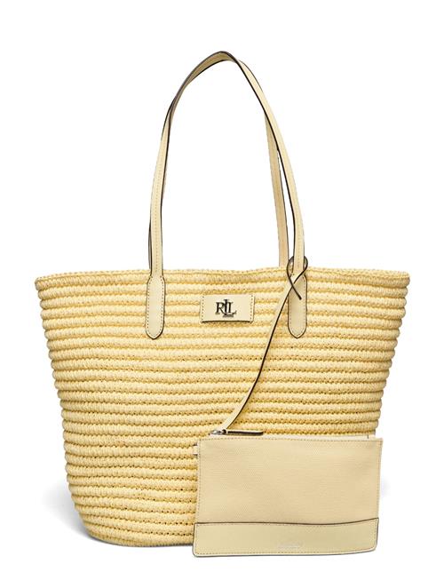 Se Lauren Ralph Lauren Leather-Trim Straw Large Brie Tote Bag Lauren Ralph Lauren Yellow ved Booztlet