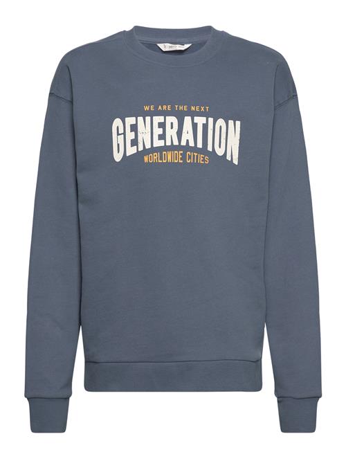 Mango Cotton-Blend Message Sweatshirt Mango Navy