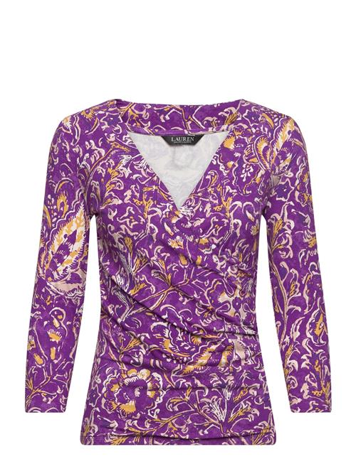 Lauren Ralph Lauren Print Surplice Jersey Top Lauren Ralph Lauren Purple