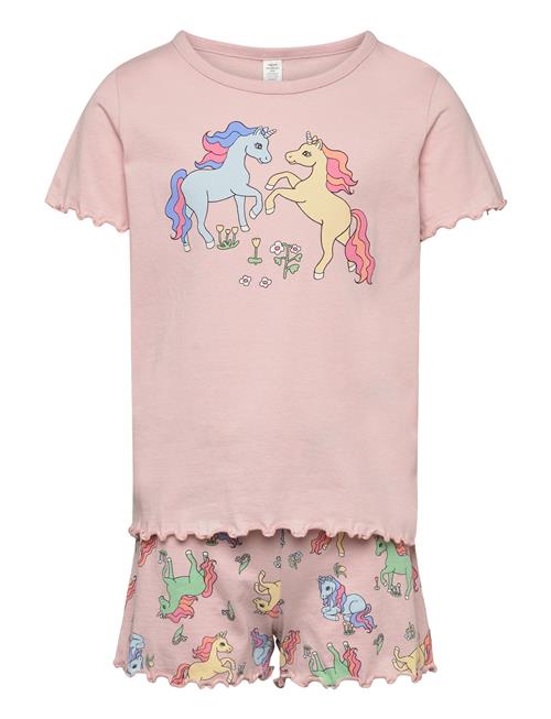 Lindex Pyjama Tee Shorts Set Unicorn Lindex Pink