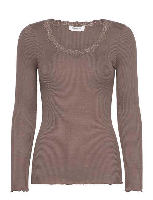 Se Rosemunde Silk T-Shirt W/ Lace Rosemunde Brown ved Booztlet