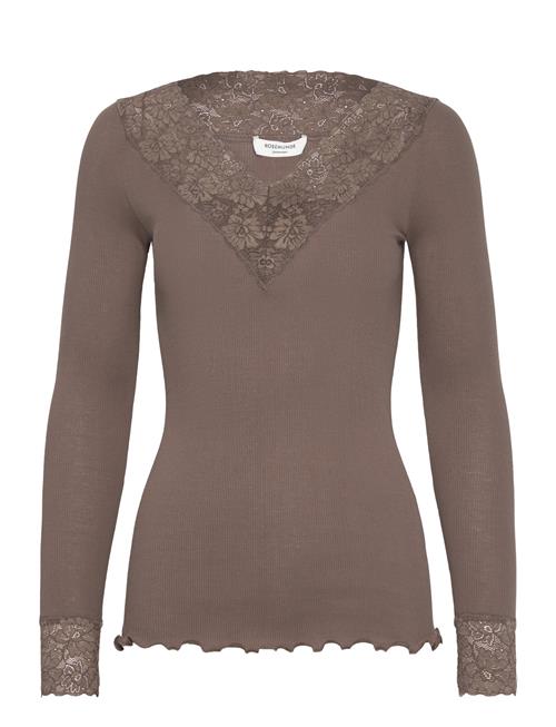 Se Rosemunde Organic T-Shirt W/ Lace Rosemunde Brown ved Booztlet