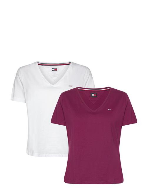 Se Tommy Jeans Tjw 2Pack Slim Soft V Neck Tee Tommy Jeans Purple ved Booztlet