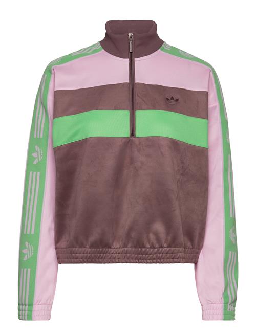 adidas Originals Blocked Suede Half Zip Sweatshirt With Tape Detail Adidas Originals Patterned