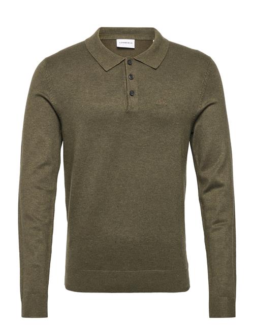 Se Lindbergh Long Sleeve Knitted Poloshirt Lindbergh Green ved Booztlet