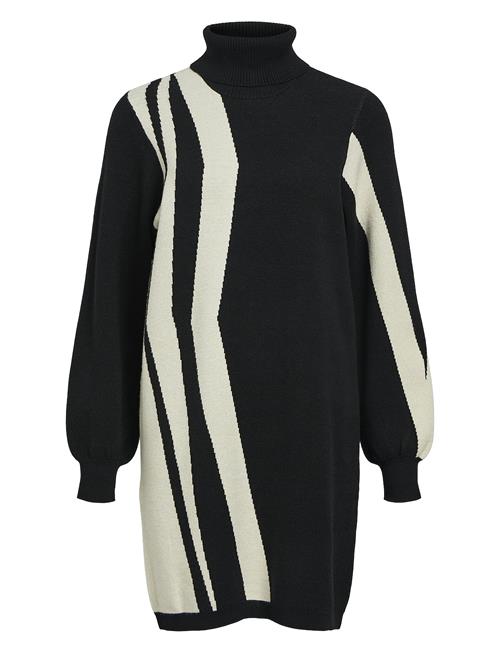 Object Objray L/S Knit Rollneck Dress Aop Noos Object Black