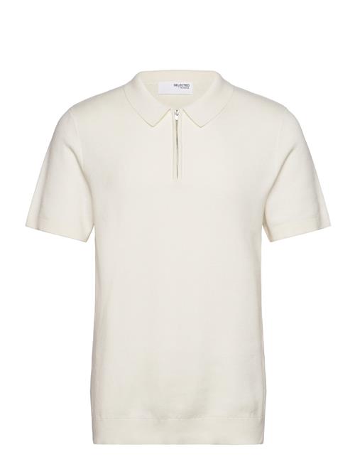 Selected Homme Slhflorence Ss Knit Zip Polo Ex Selected Homme White