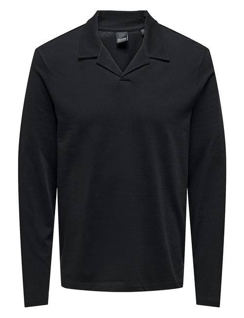 Se ONLY & SONS Onsbrody Reg Split Neck Ls Polo ONLY & SONS Black ved Booztlet