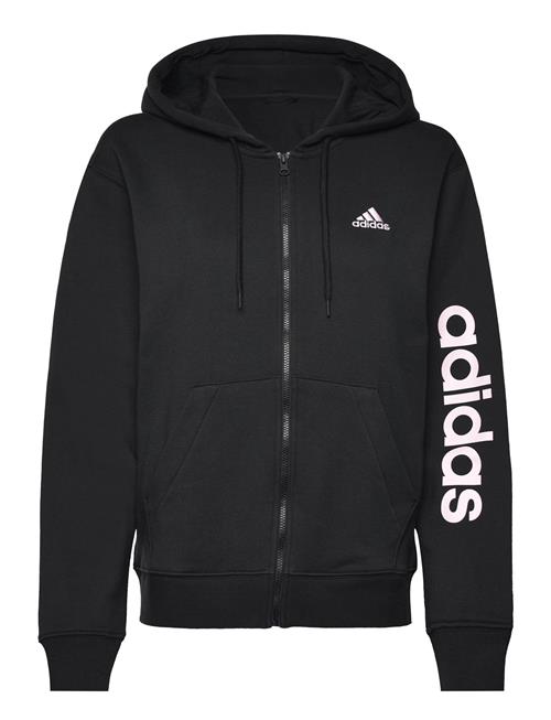 Se adidas Sportswear W Lin Ft Fz Hd Adidas Sportswear Black ved Booztlet