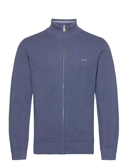 Se GANT Cotton Pique Zip Cardigan GANT Navy ved Booztlet