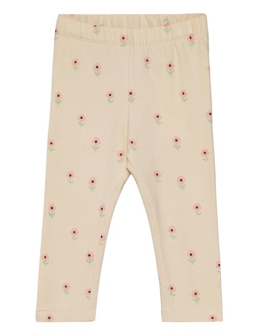 Lindex Leggings Brushed Inside Flower Lindex Beige