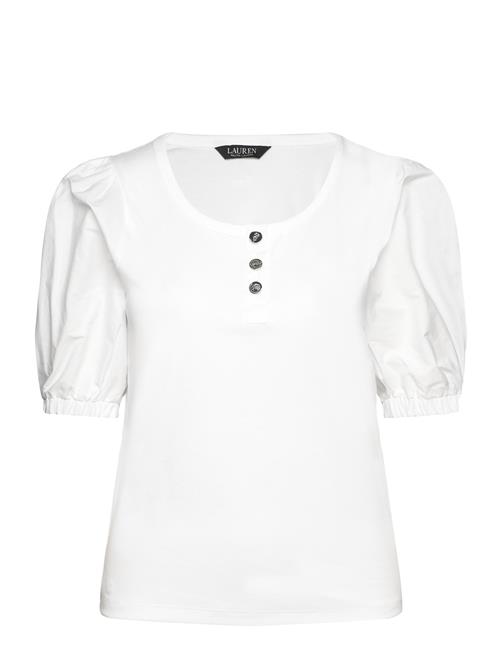 Lauren Ralph Lauren Stretch Cotton Puff-Sleeve Henley Tee Lauren Ralph Lauren White