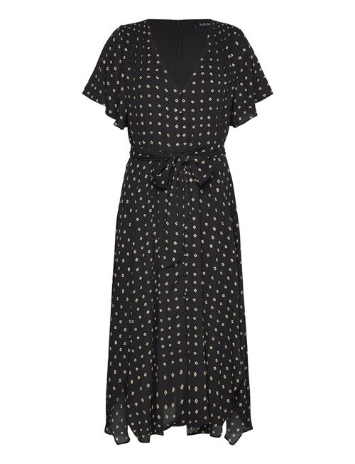 Geo-Print Crepe Flutter-Sleeve Dress Lauren Ralph Lauren Black