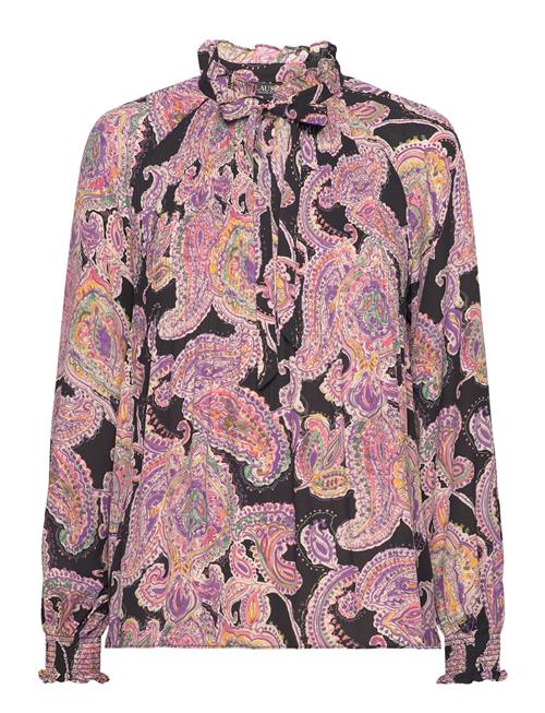 Lauren Ralph Lauren Print Pleated Georgette Tie-Neck Blouse Lauren Ralph Lauren Purple