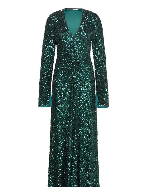 ROTATE Birger Christensen Sequins Midi Slit Dress ROTATE Birger Christensen Green