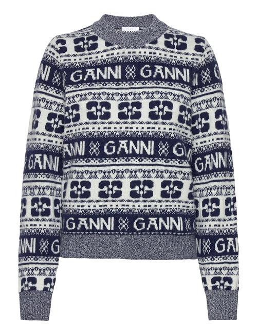 Se Ganni Logo Wool Mix Ganni Blue ved Booztlet