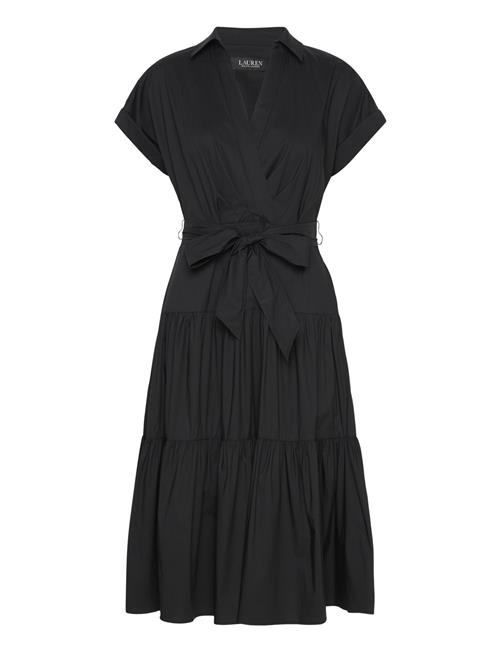 Belted Cotton-Blend Tiered Dress Lauren Ralph Lauren Black