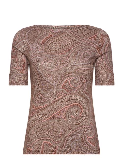 Se Lauren Ralph Lauren Paisley Stretch Cotton Boatneck Tee Lauren Ralph Lauren Cream ved Booztlet