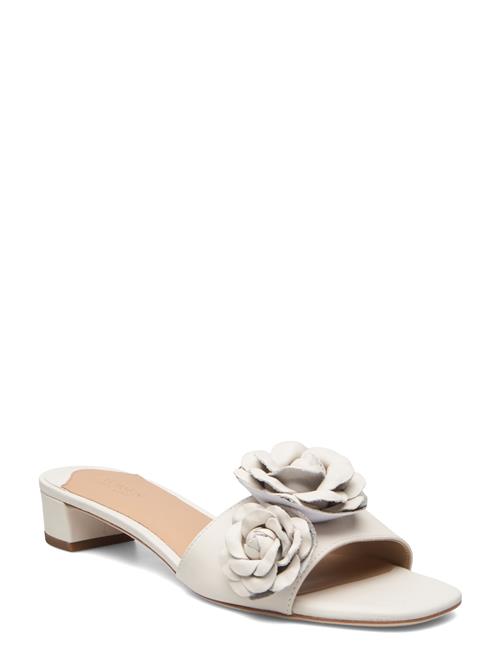 Lauren Ralph Lauren Fay Floral-Trim Nappa Leather Sandal Lauren Ralph Lauren White