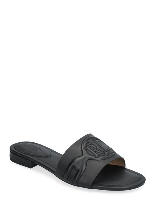 Se Lauren Ralph Lauren Alegra Iii Leather Slide Sandal Lauren Ralph Lauren Black ved Booztlet