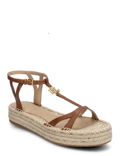 Se Lauren Ralph Lauren Payton Burnished Leather Espadrille Lauren Ralph Lauren Beige ved Booztlet