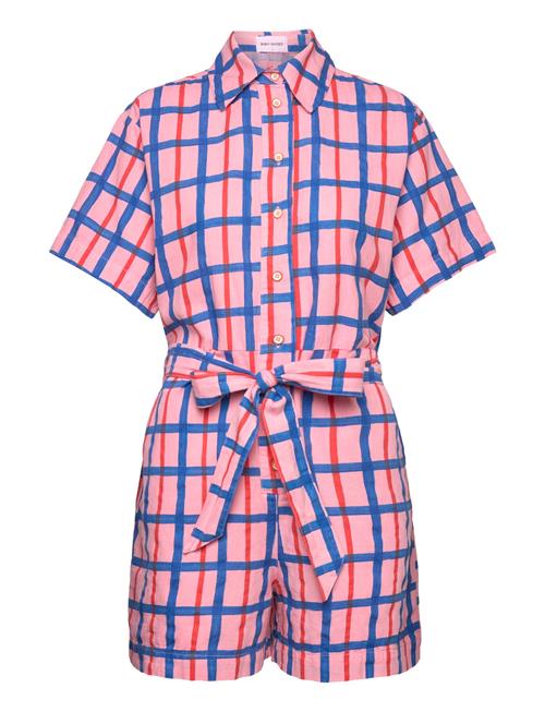 Se Bobo Choses Checked Collar Butt D Short Playsuit Bobo Choses Pink ved Booztlet