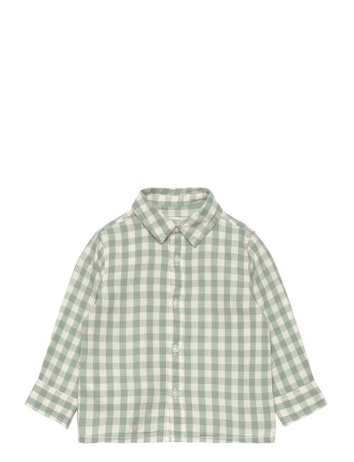 Mango Gingham Check Cotton Shirt Mango Green