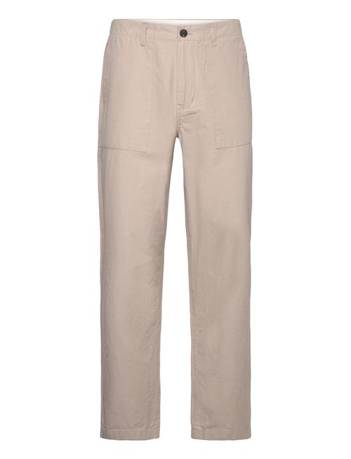 Flint Wide Slub Yarn Pants - Gots/V Knowledge Cotton Apparel Beige