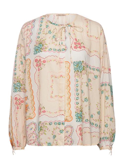 Se Stella Nova Cotton Tissue Printed Blouse Stella Nova Beige ved Booztlet