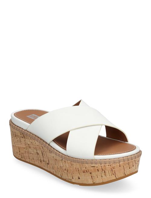 FitFlop Eloise Leather/Cork Wedge Cross Slides FitFlop White