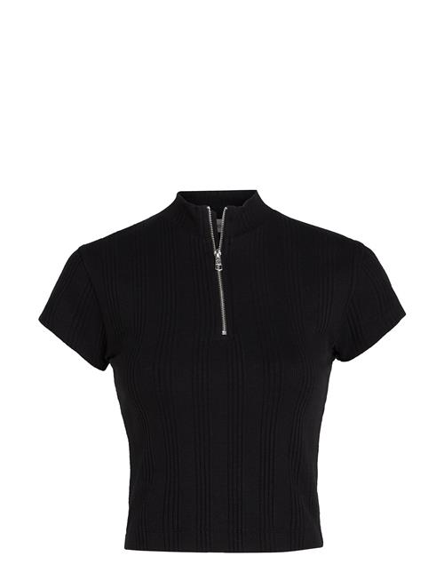 Se Calvin Klein Jeans Variegated Rib Half Zip Top Calvin Klein Jeans Black ved Booztlet