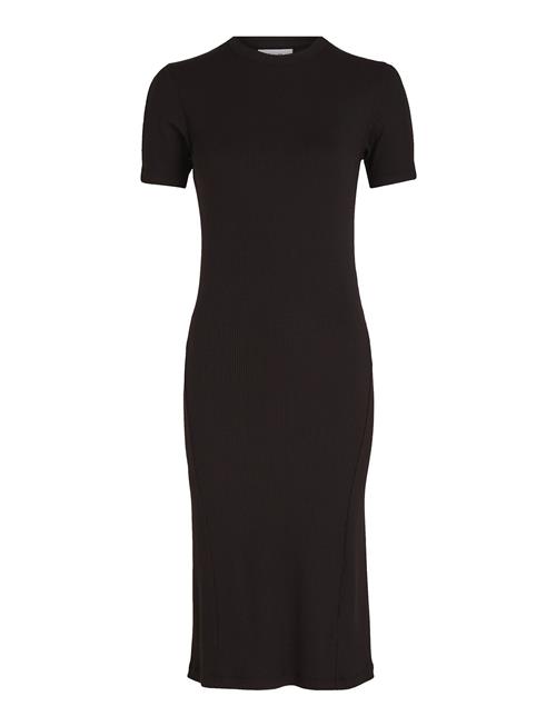 Calvin Klein Modal Rib Slit Detail Midi Dress Calvin Klein Black