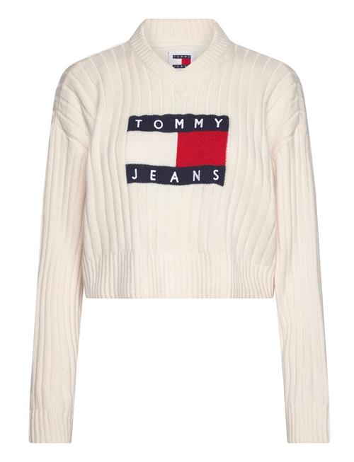 Tommy Jeans Tjw Vnck Center Flag Sweater Ext Tommy Jeans White