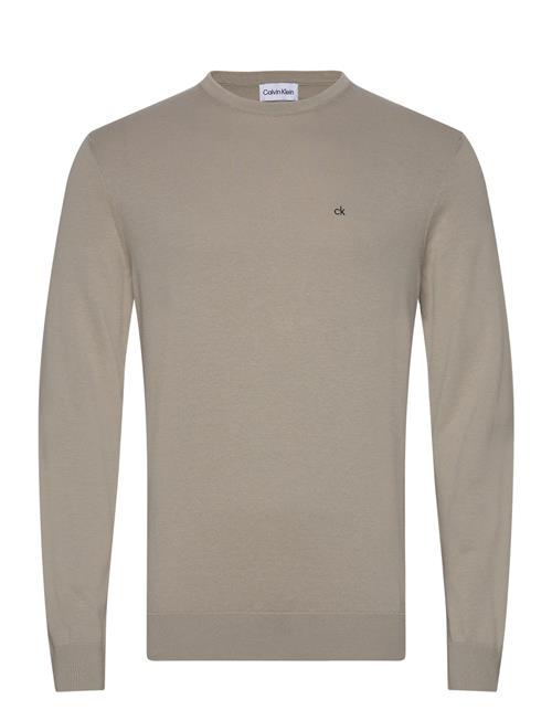 Se Calvin Klein Cotton Silk Blend Cn Sweater Calvin Klein Beige ved Booztlet