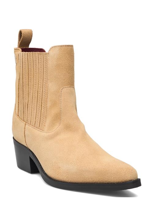 Se Tommy Hilfiger Th Suede Cowboy Boot Tommy Hilfiger Beige ved Booztlet