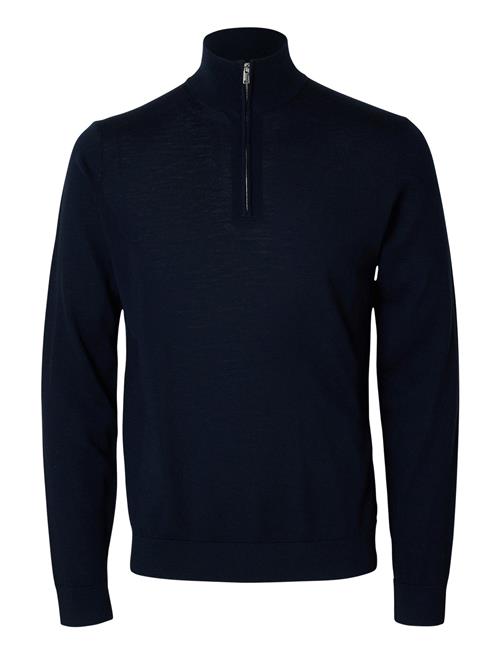 Se Selected Homme Slhtray Ls Knit Merino Half Zip Noos Selected Homme Navy ved Booztlet