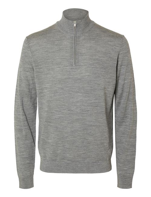 Selected Homme Slhtray Ls Knit Merino Half Zip Noos Selected Homme Grey